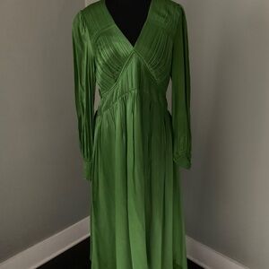 All Saints Green V neck dress in vibrant green. Size 8. Worn once, like new.
